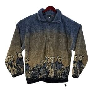 Mazmania Full Zip Fleece XL Jacket Teddy Bear Nature Made In USA Vintage 90s Y2K